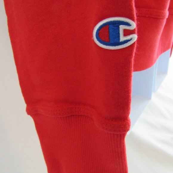 Champion Authentic Athletic Wear Men's M Pullover Red Crew-neck Logo Sweatshirt - Picture 4 of 5